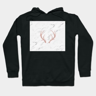 Rose gold antlers - soft white marble Hoodie
